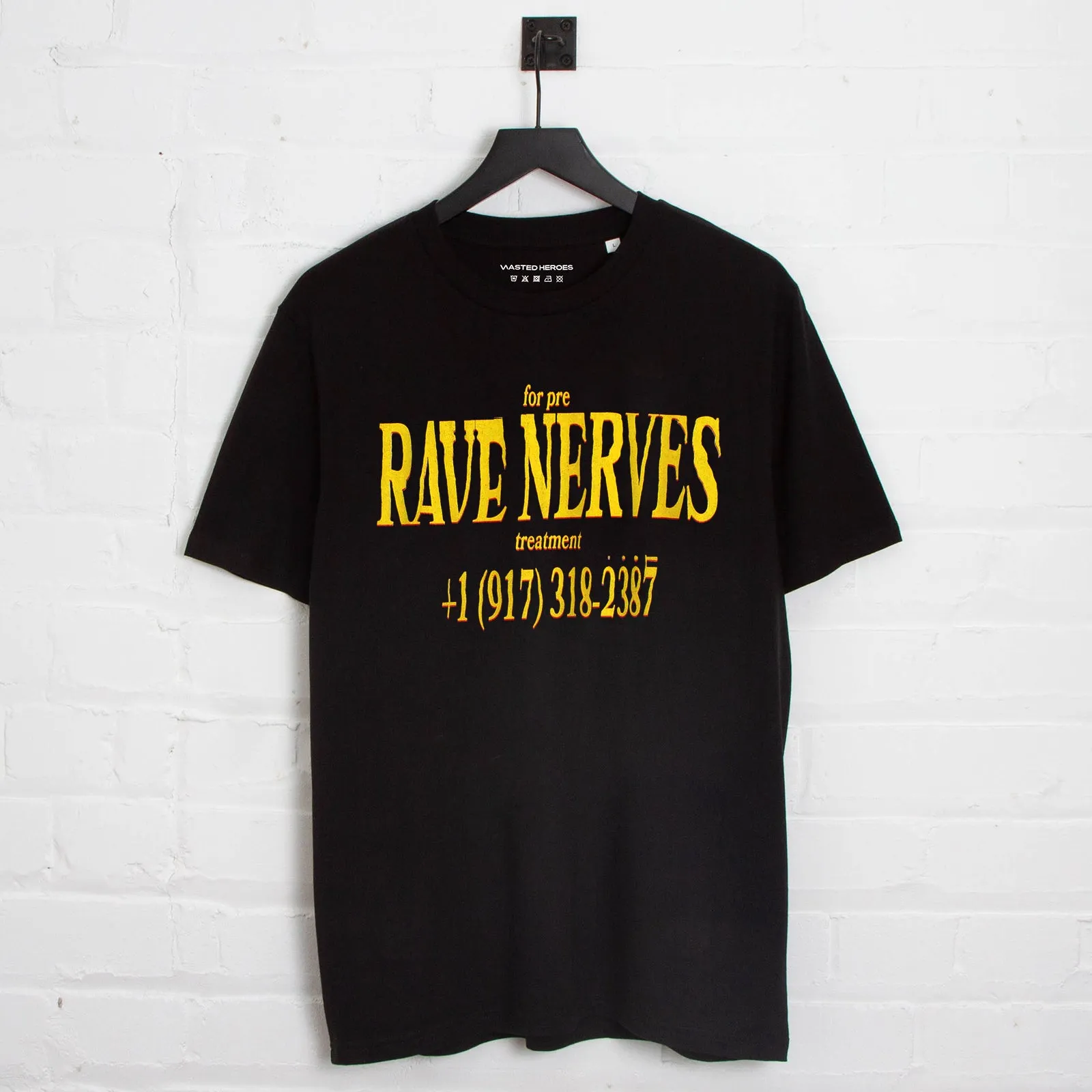 Rave Nerves Front Print - Tshirt - Black