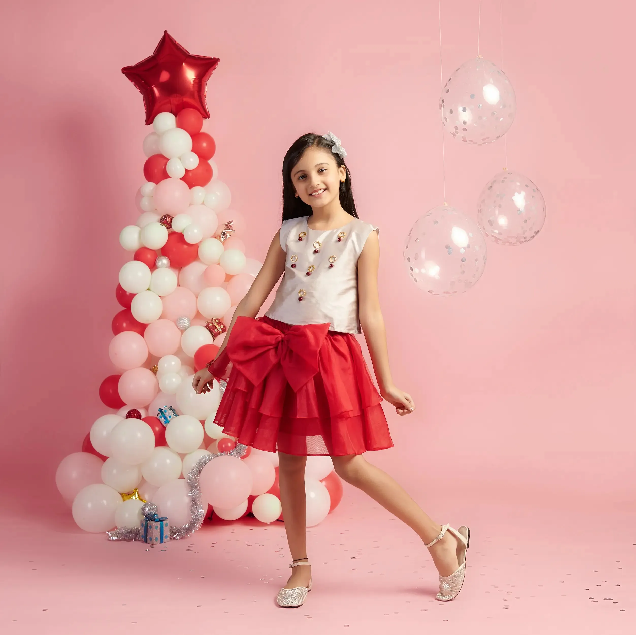 Red Bow Skirt Set