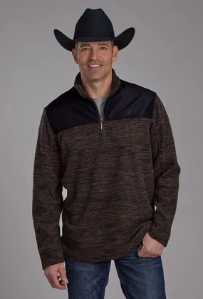 Roper Men's Brown & Black 3/4 Zip Micro Fleece Pullover 0692-6171