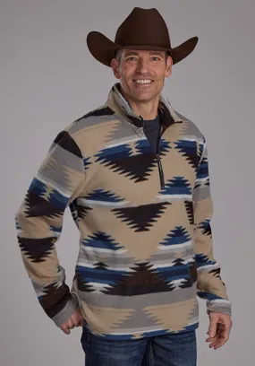 Roper Men's Brown Aztec Fleece 1/4 Zip Pullover 0250-6631BRN