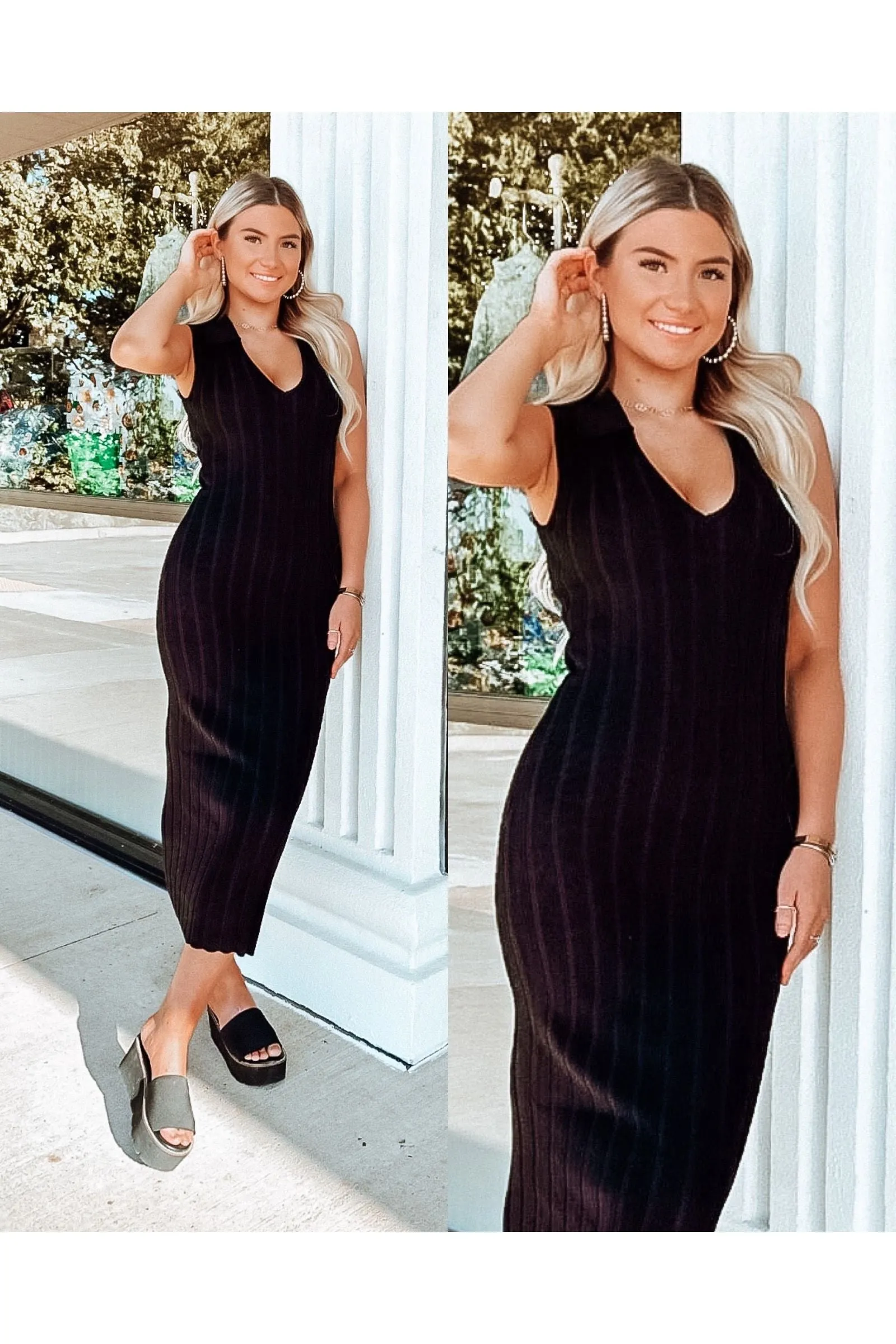 Sassy Sleeveless Rib Knit Dress