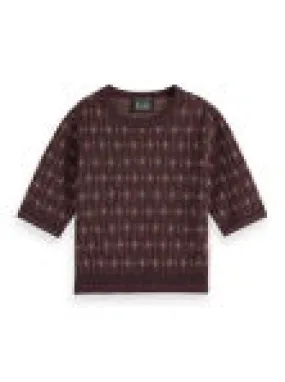 Scotch and Soda Jacquard Knit S/S Pullover in DK Bordeaux - FINAL SALE