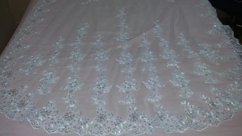 Sequined Lace Trim Tulle Cathedral Veil