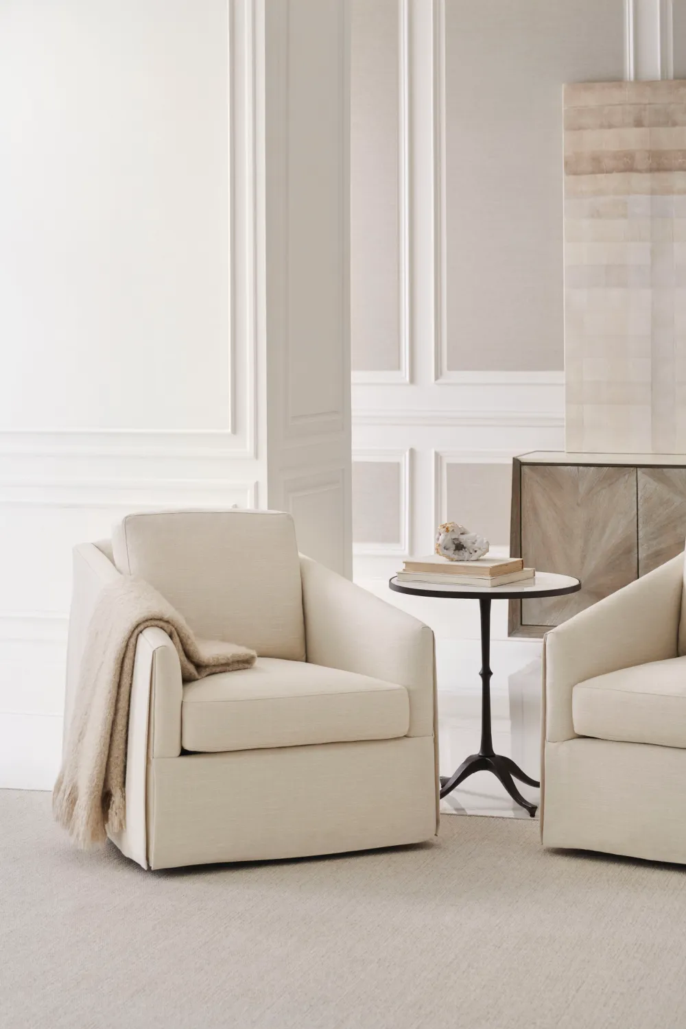 Skirted Swivel Chair | Caracole Casual Affair