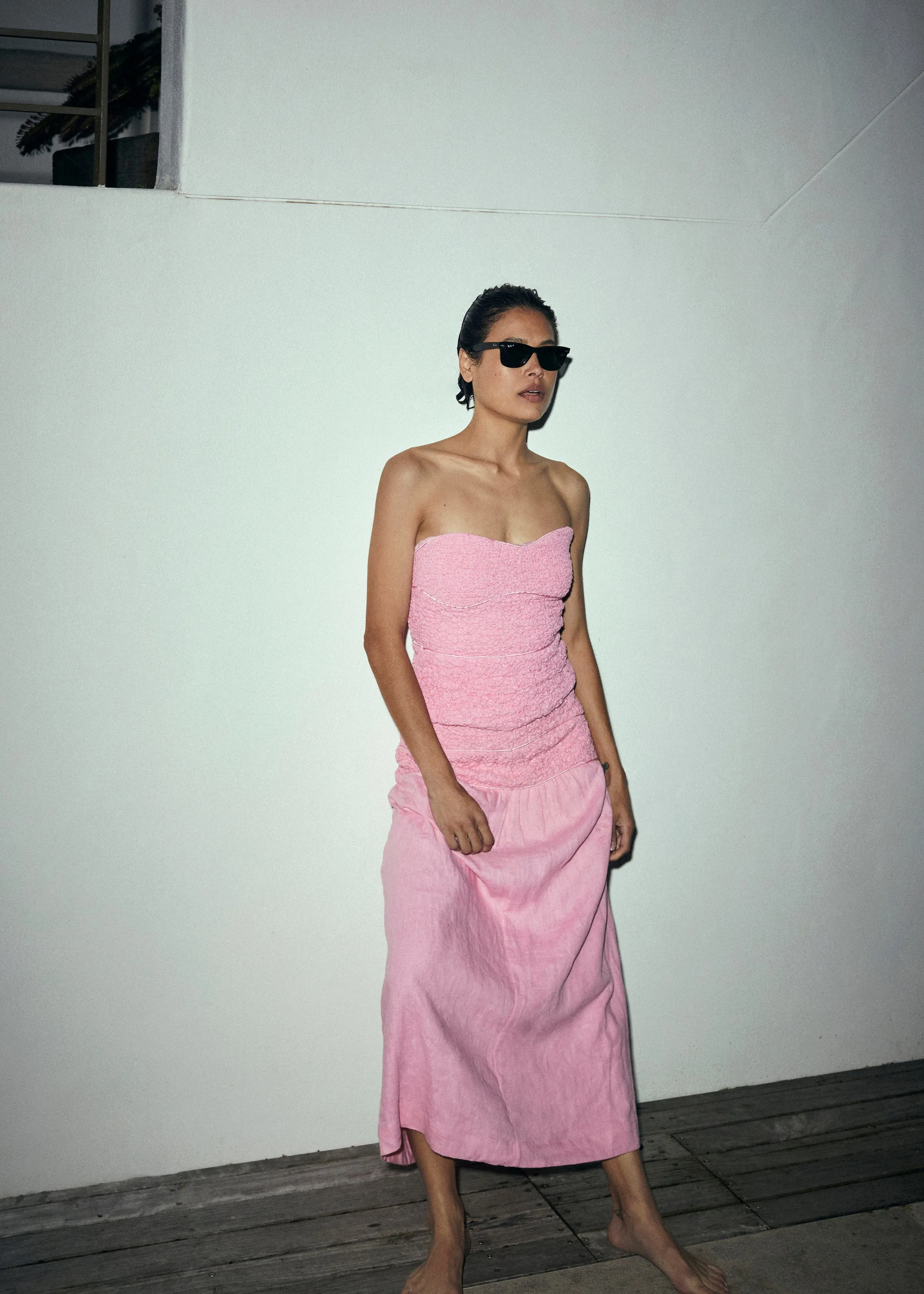 Smocked Full Length Skirt - Pink