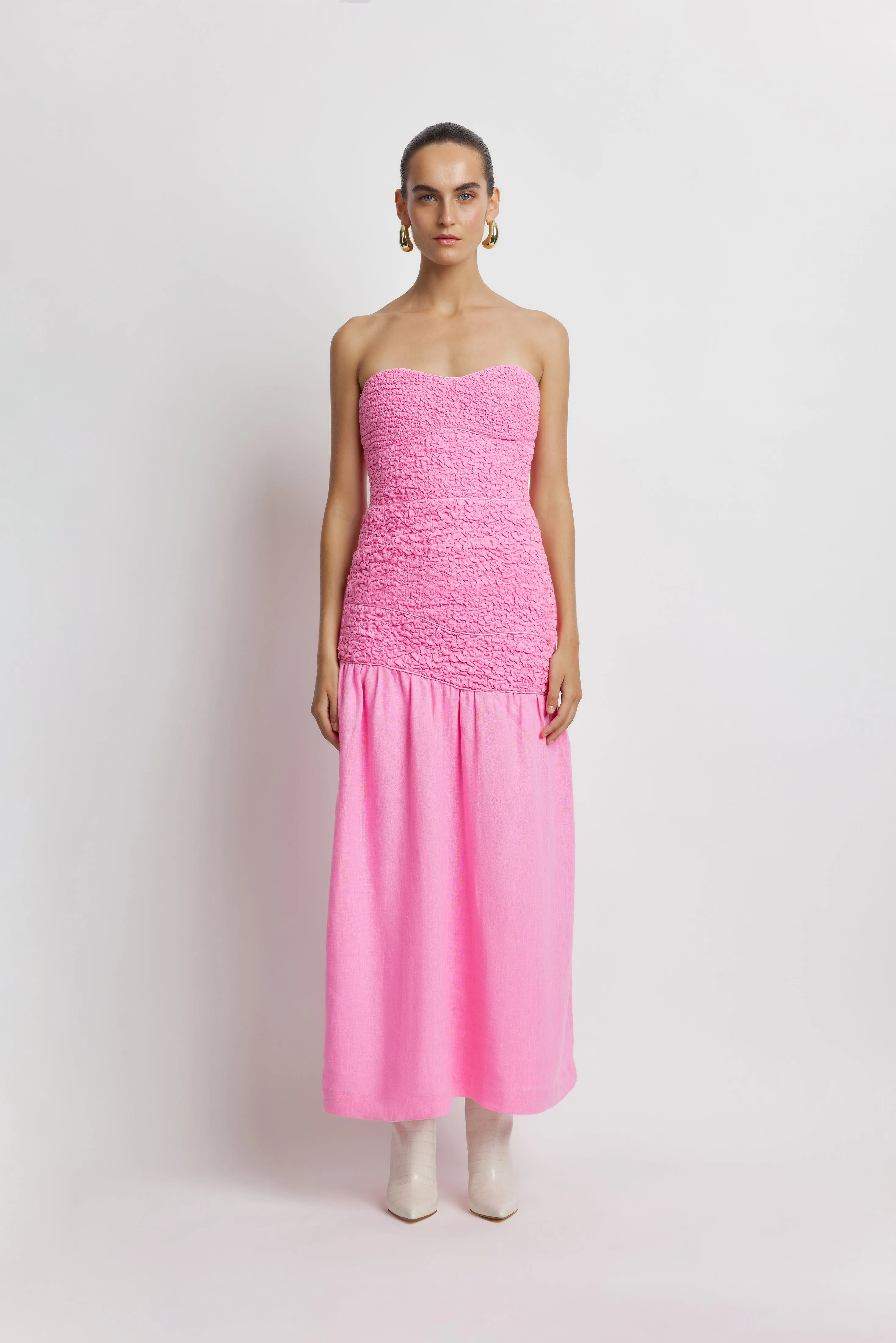 Smocked Full Length Skirt - Pink