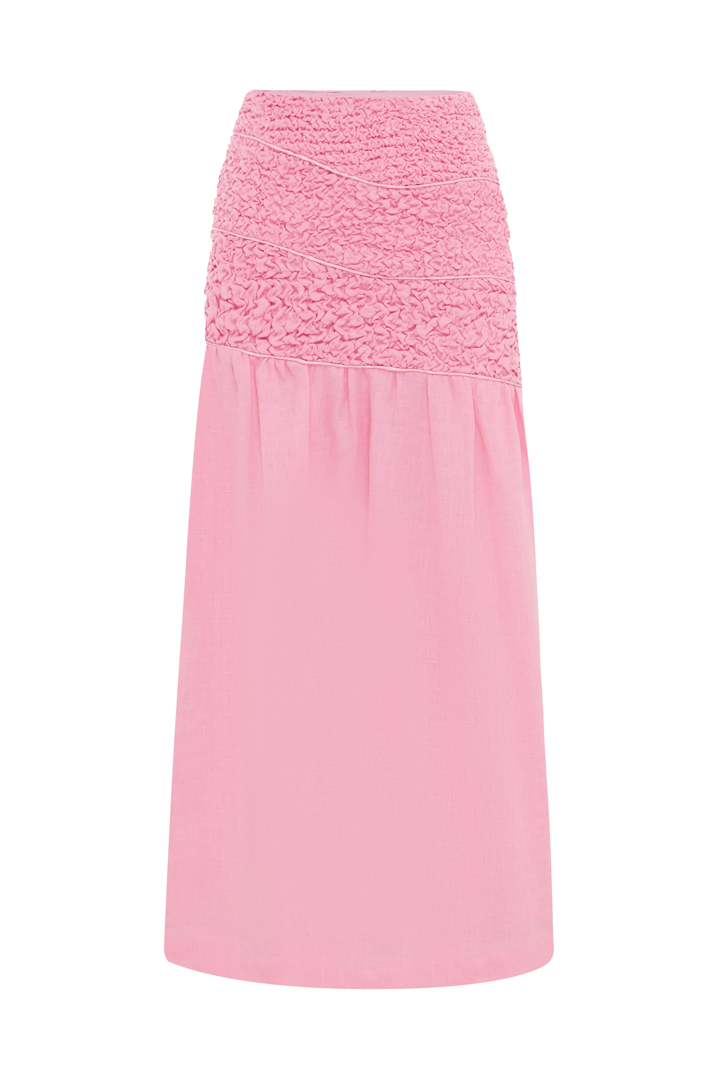 Smocked Full Length Skirt - Pink