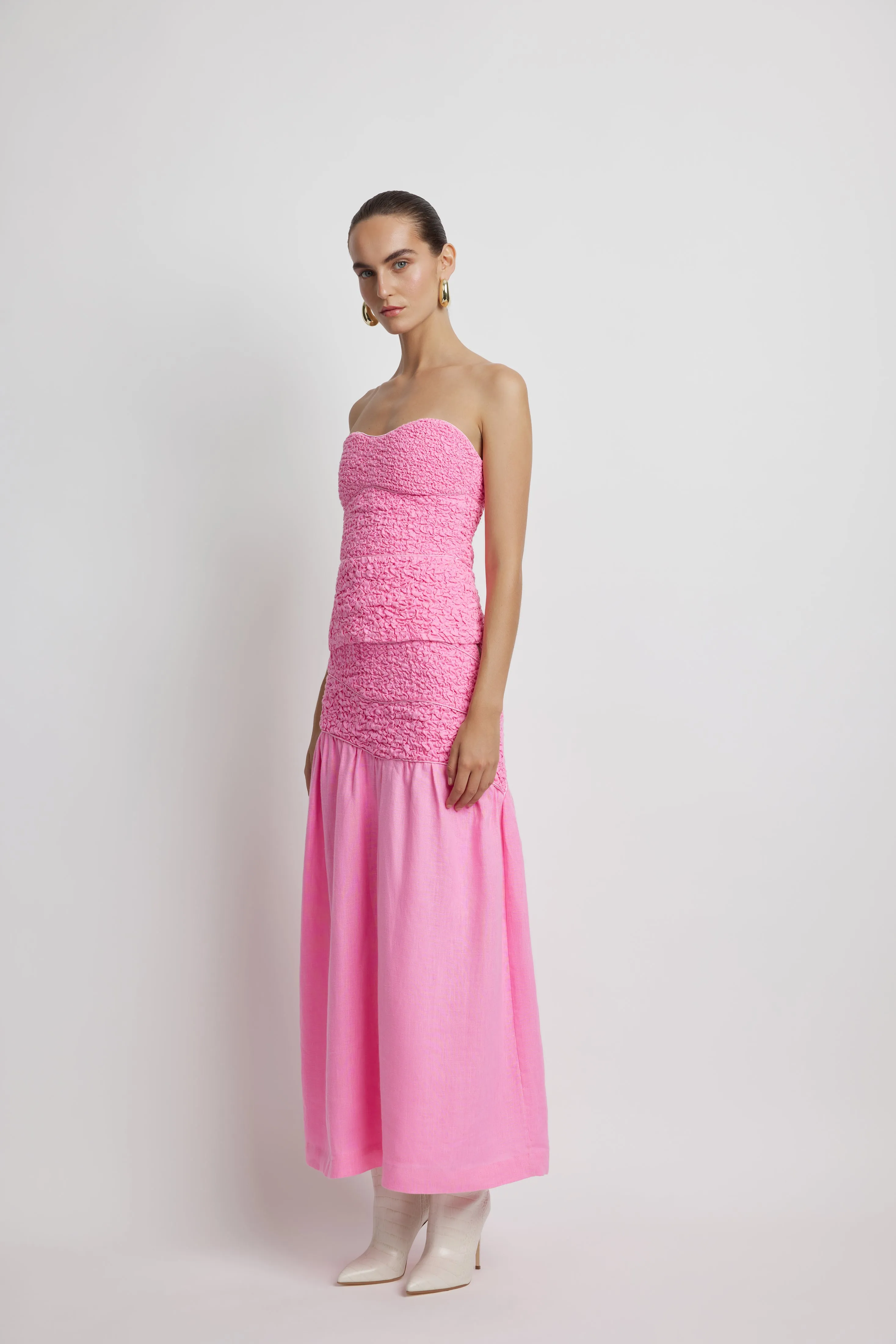 Smocked Full Length Skirt - Pink
