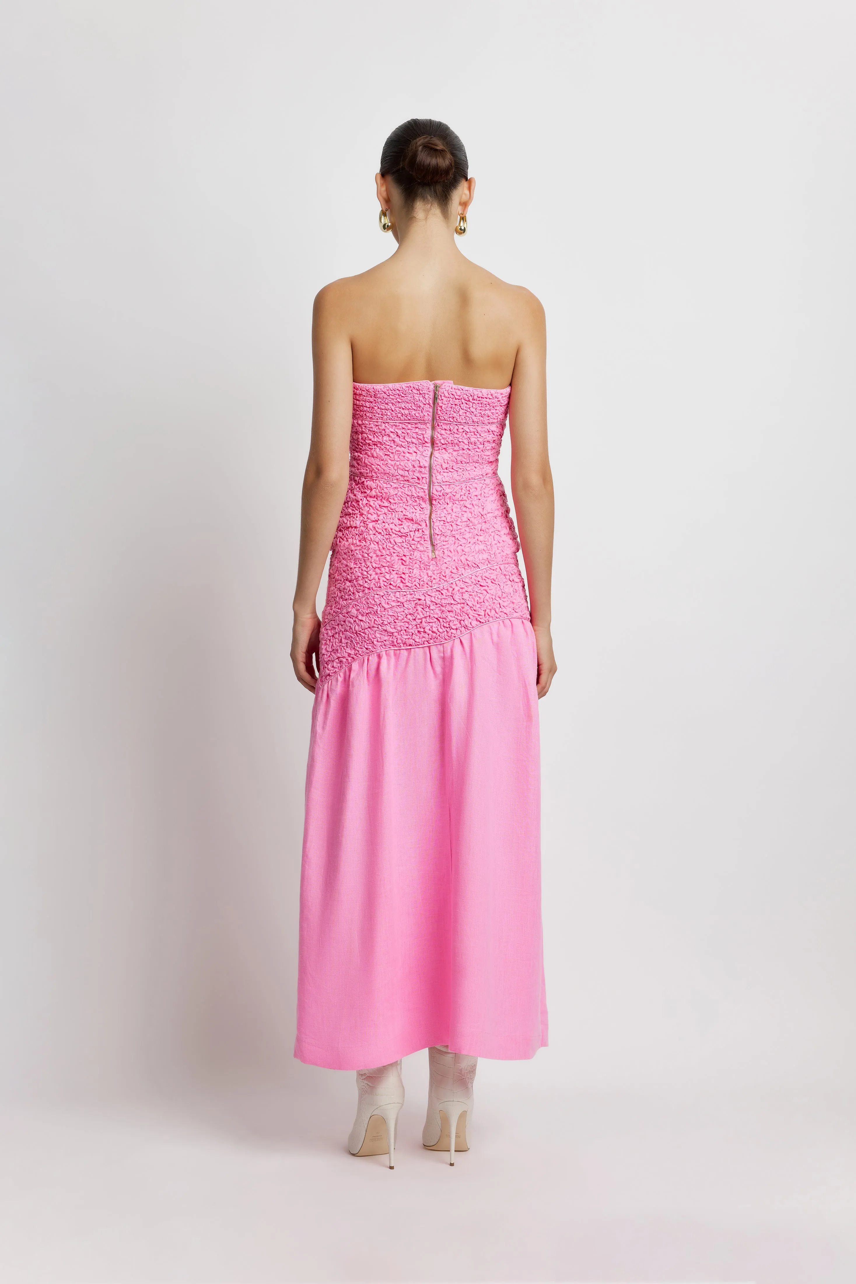 Smocked Full Length Skirt - Pink