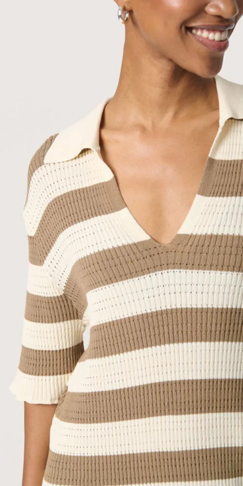 Soaked Striped Knit Polo Dress