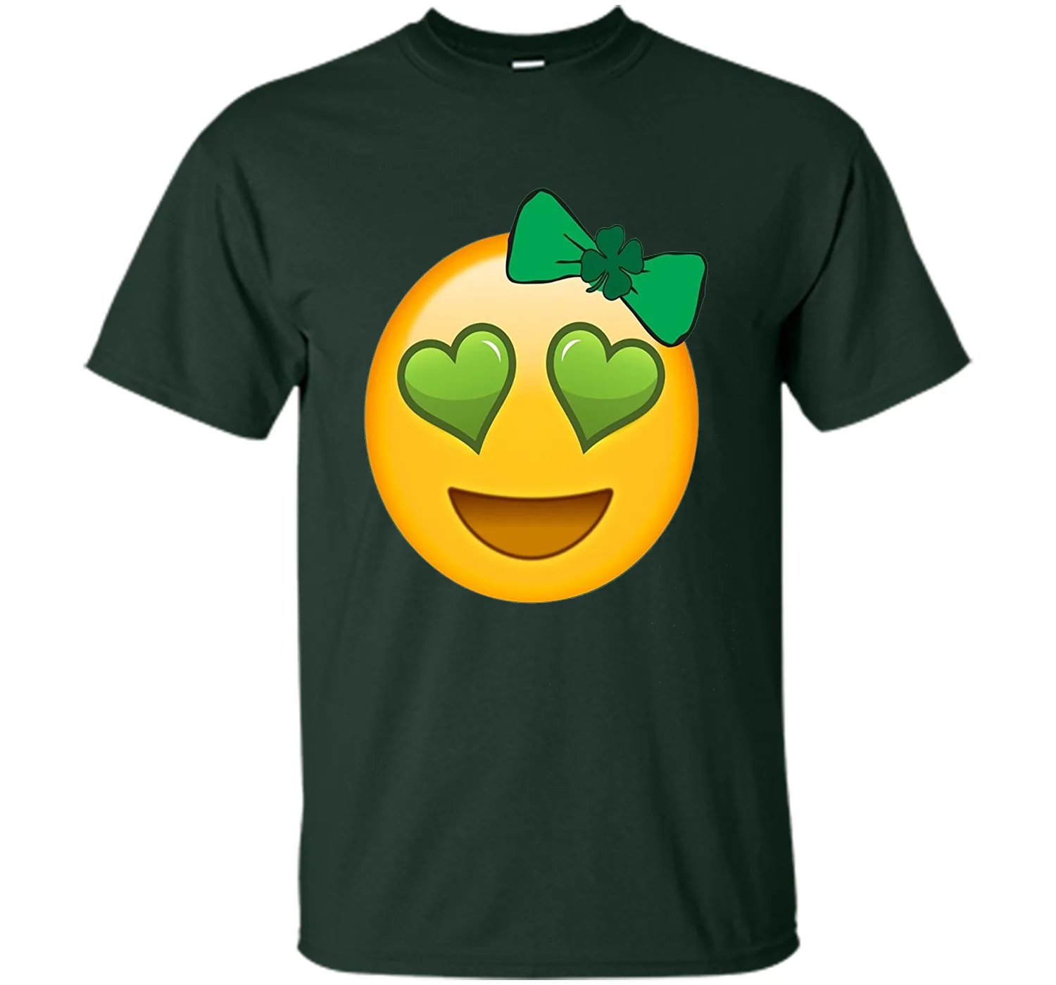 St. Patrick's Day Heart Eyes Emoji T-Shirt for Girls