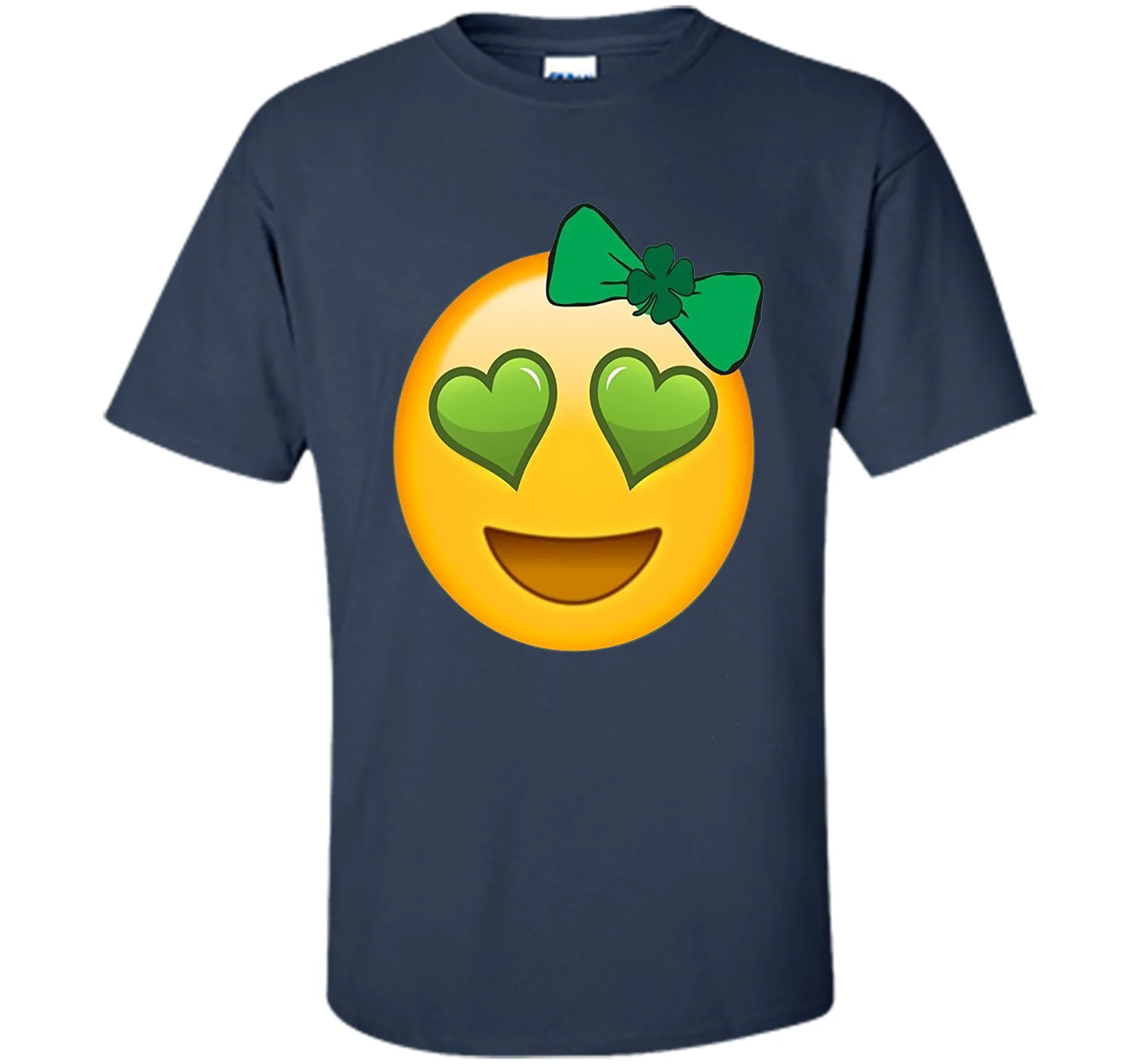 St. Patrick's Day Heart Eyes Emoji T-Shirt for Girls