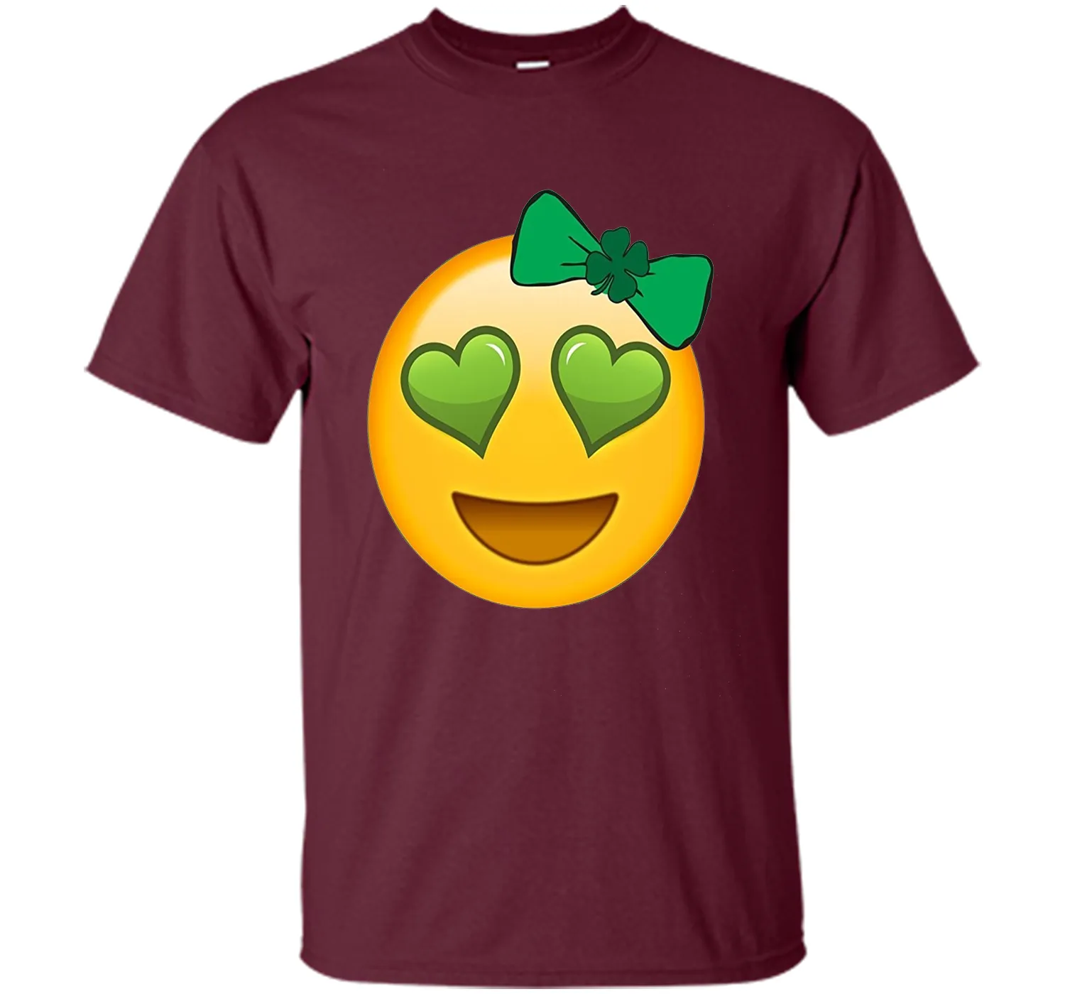 St. Patrick's Day Heart Eyes Emoji T-Shirt for Girls