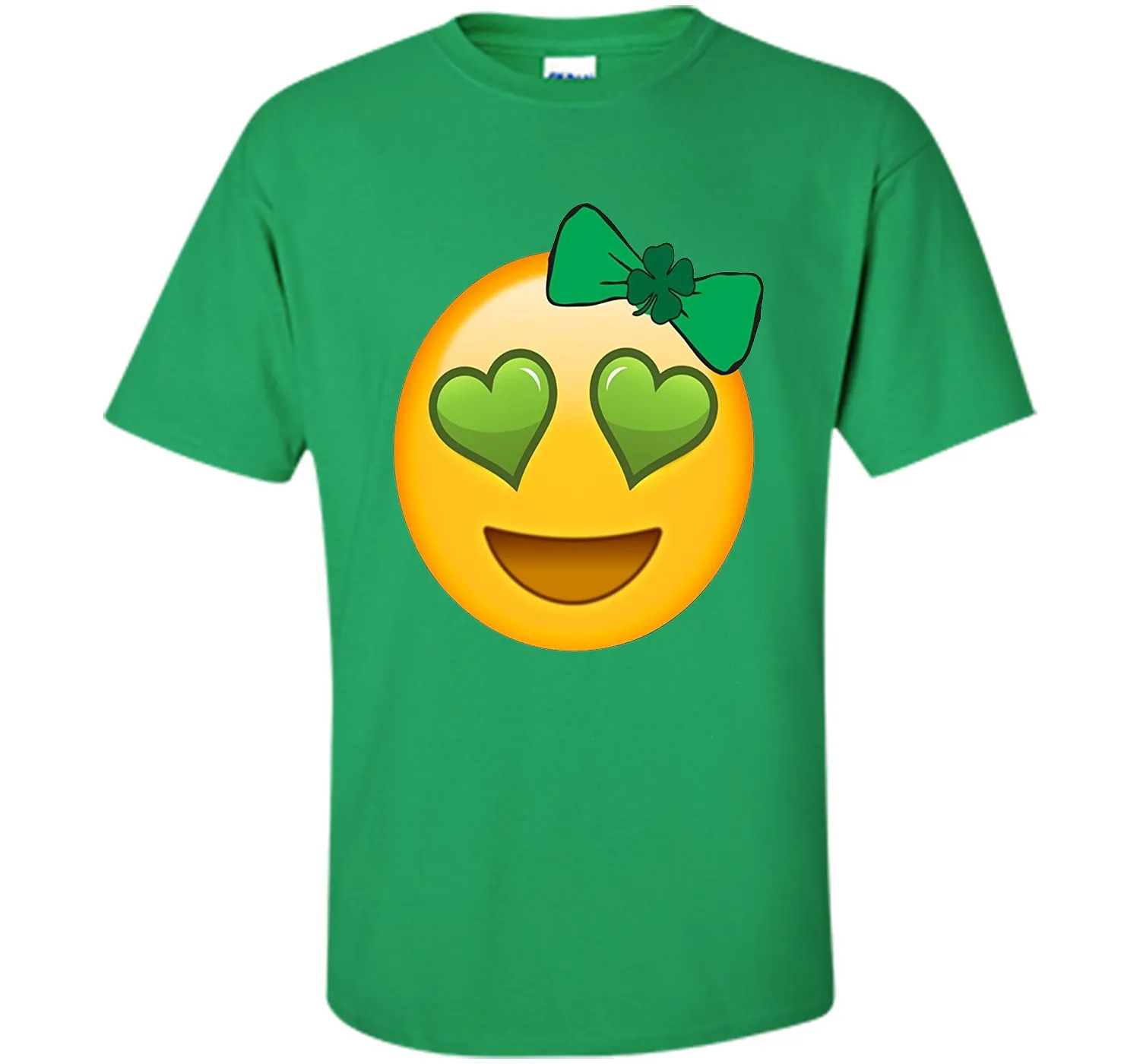 St. Patrick's Day Heart Eyes Emoji T-Shirt for Girls
