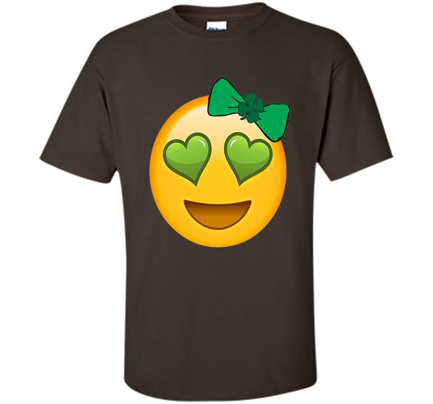 St. Patrick's Day Heart Eyes Emoji T-Shirt for Girls