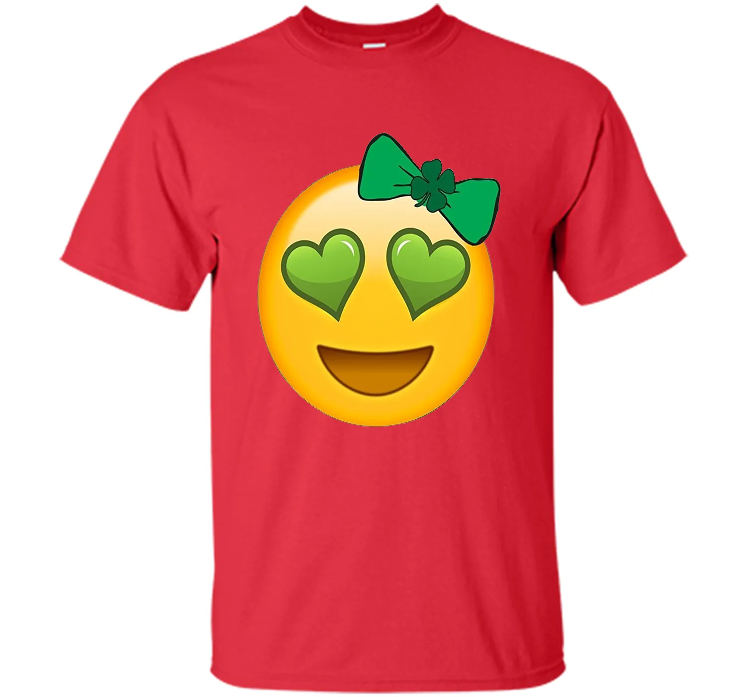 St. Patrick's Day Heart Eyes Emoji T-Shirt for Girls