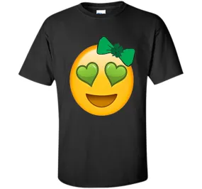 St. Patrick's Day Heart Eyes Emoji T-Shirt for Girls