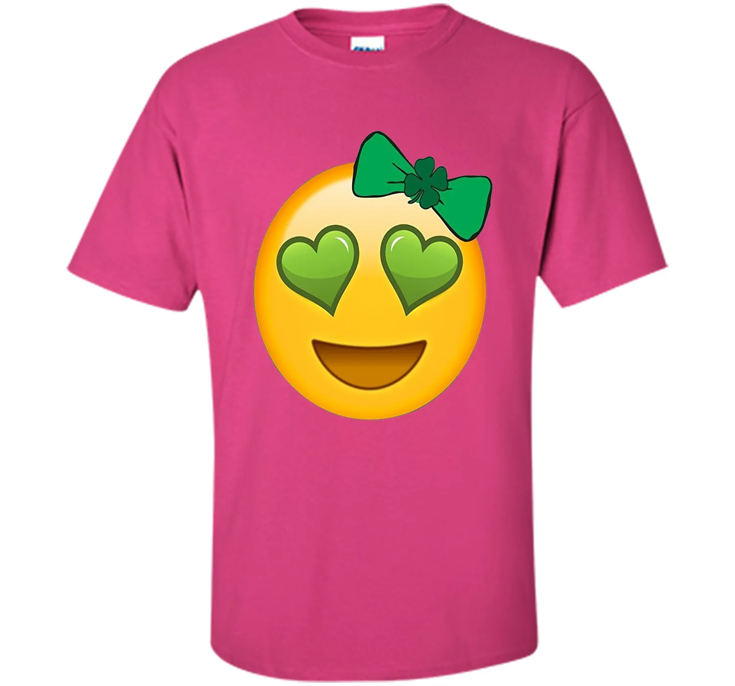 St. Patrick's Day Heart Eyes Emoji T-Shirt for Girls