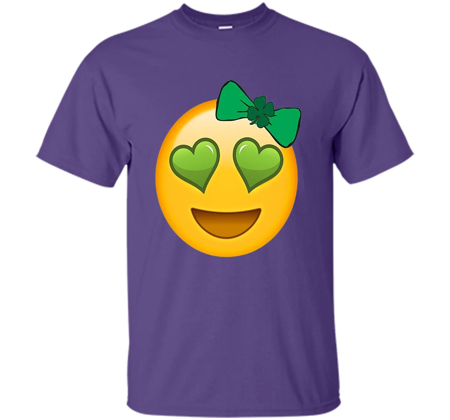 St. Patrick's Day Heart Eyes Emoji T-Shirt for Girls