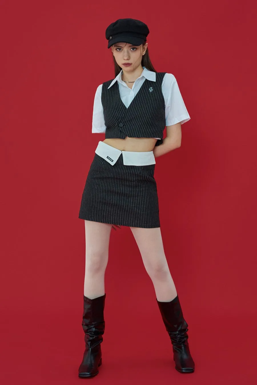 STRIPE LAYERED MINI SKIRT