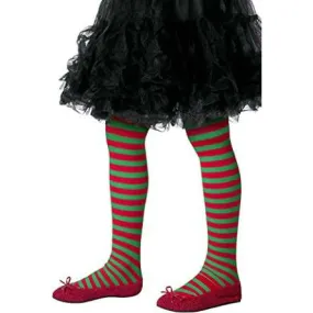 Striped tights childs red & green