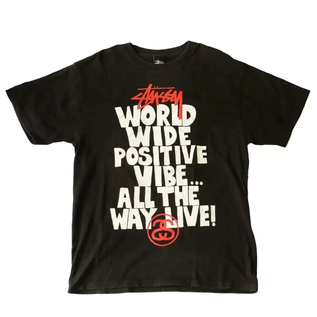 STUSSY WORLD WIDE POSITIVE VIBE TEE  (M)