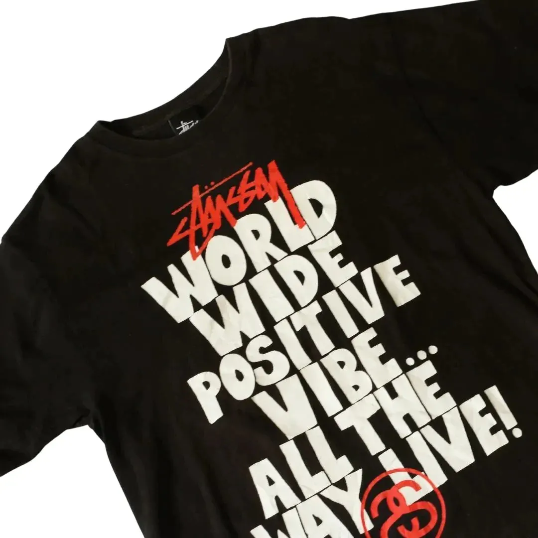 STUSSY WORLD WIDE POSITIVE VIBE TEE  (M)