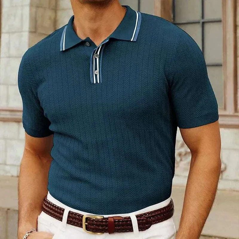 Summer knit regular polo t-shirt