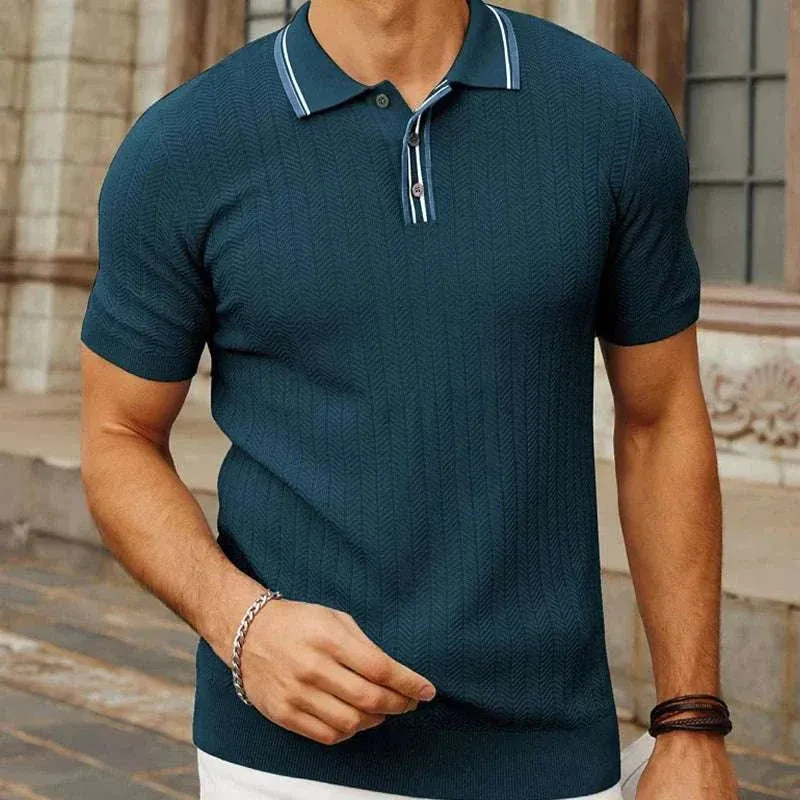 Summer knit regular polo t-shirt