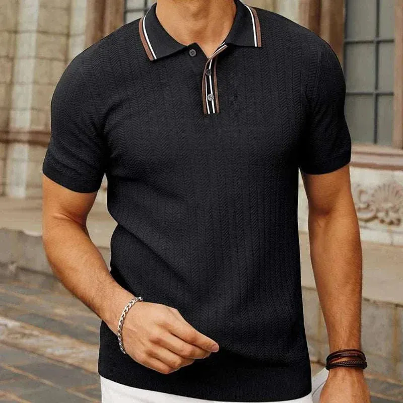 Summer knit regular polo t-shirt