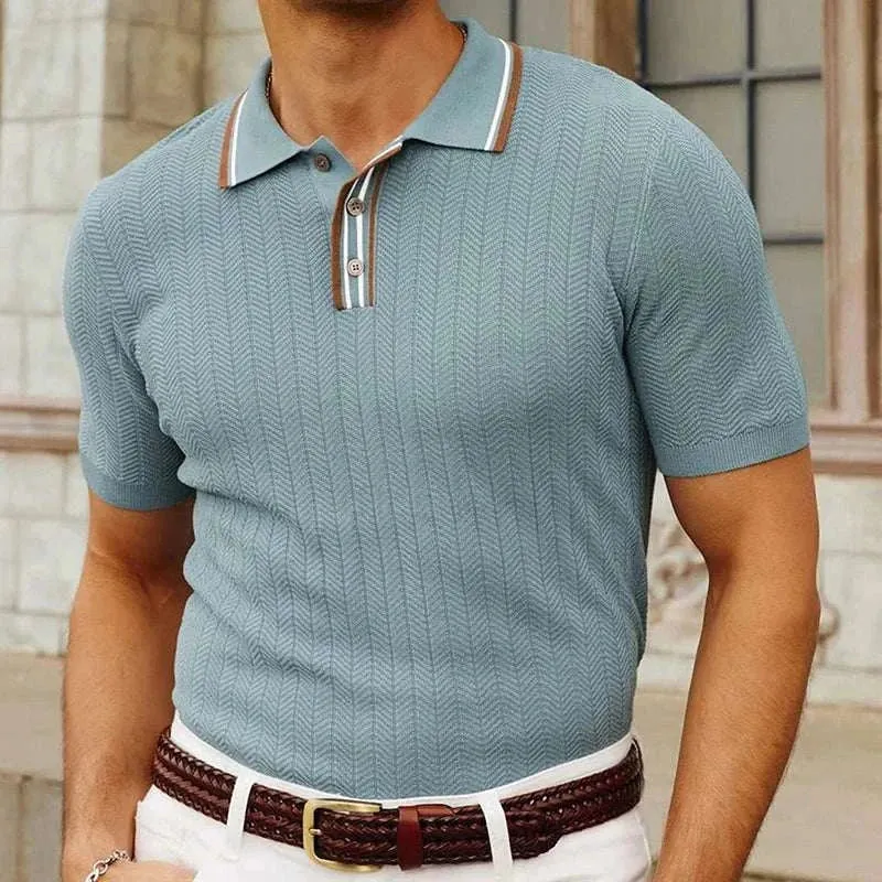 Summer knit regular polo t-shirt
