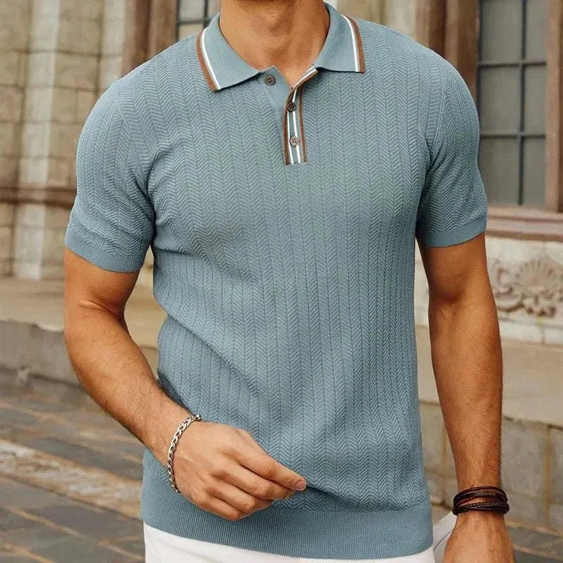 Summer knit regular polo t-shirt