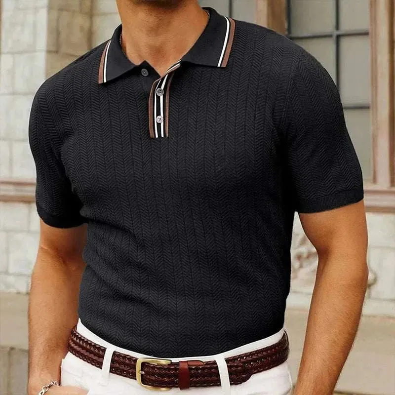 Summer knit regular polo t-shirt