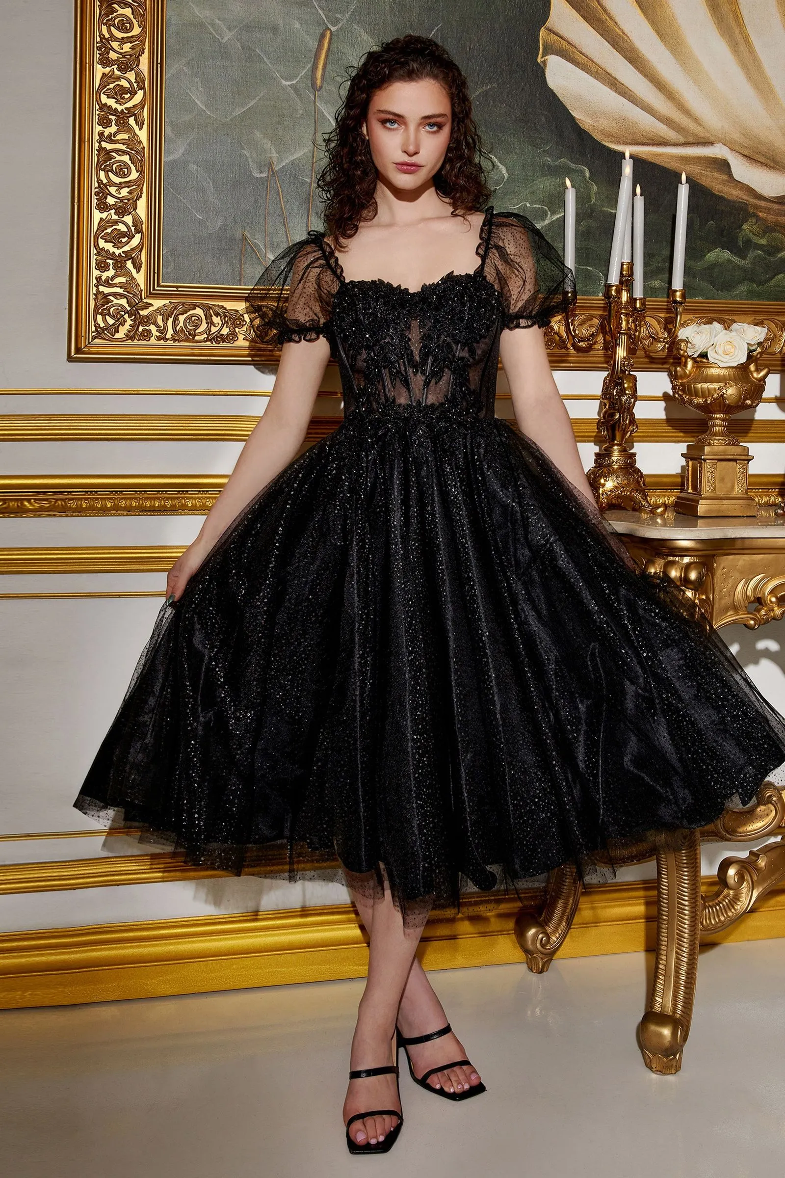 TEA LENGTH LAYERED TULLE DRESS CDCD0187