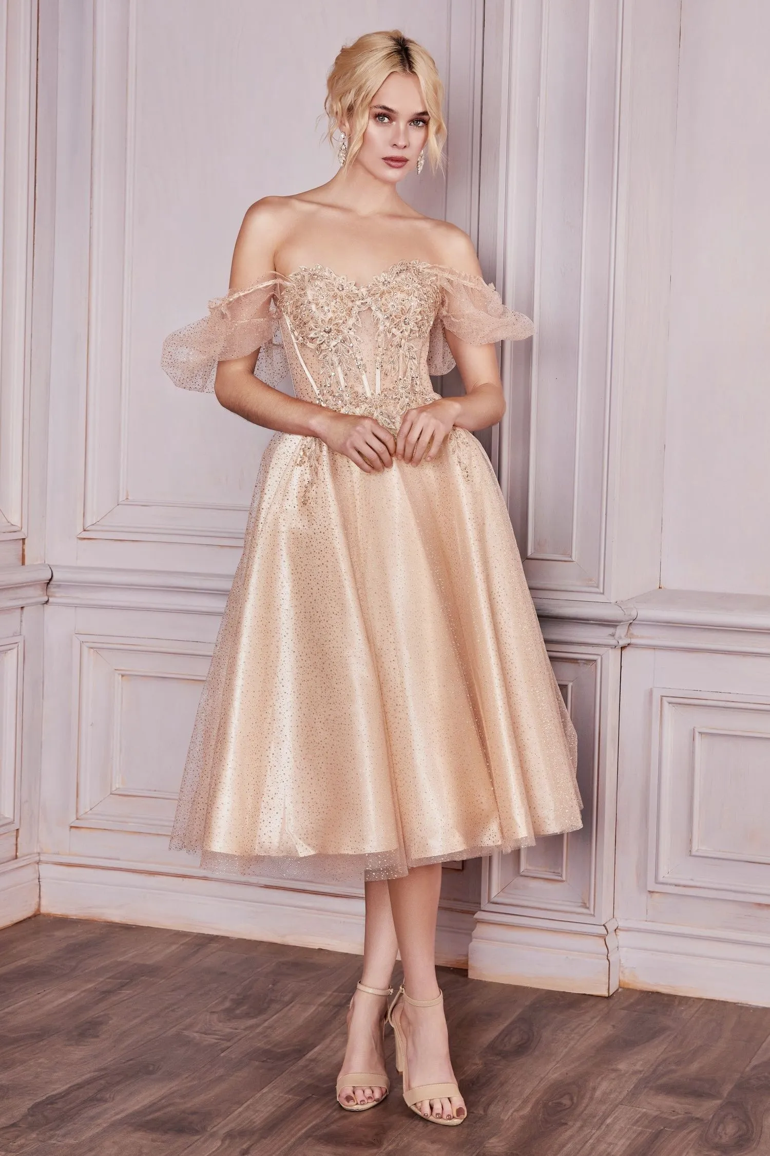 TEA LENGTH LAYERED TULLE DRESS CDCD0187