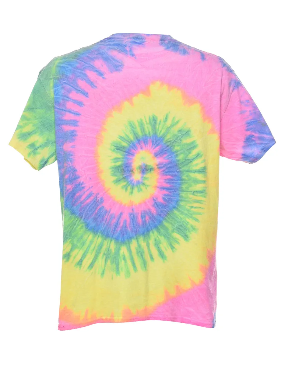 Tie Dye Design Multi-Colour Printed T-shirt - L