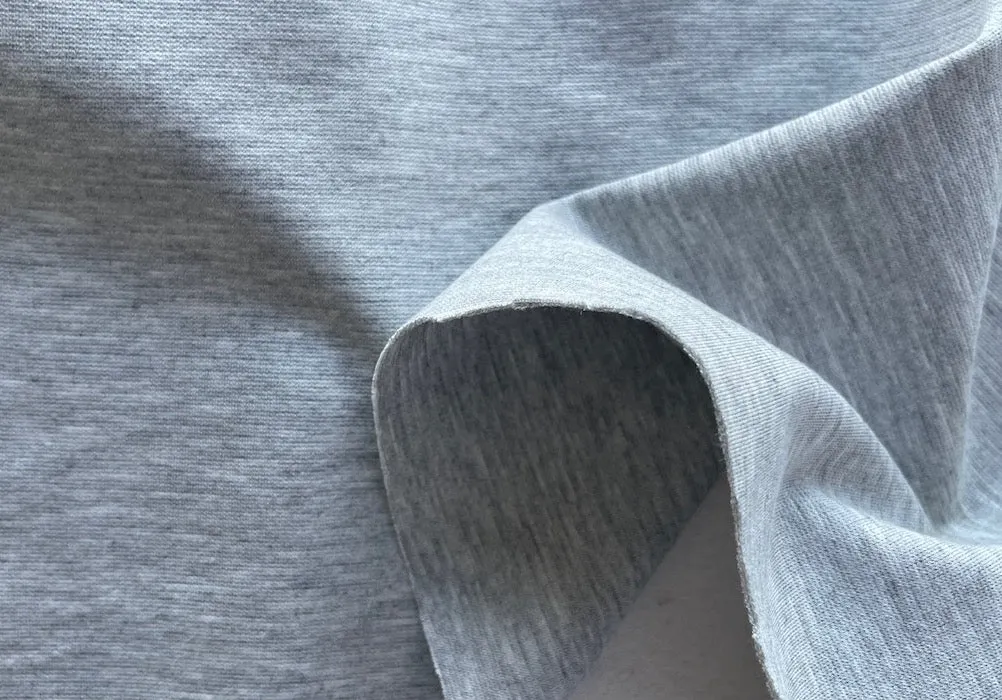 Travel-Worthy Heathered San Francisco Fog Grey Rayon Blend Ponte Double-Knit