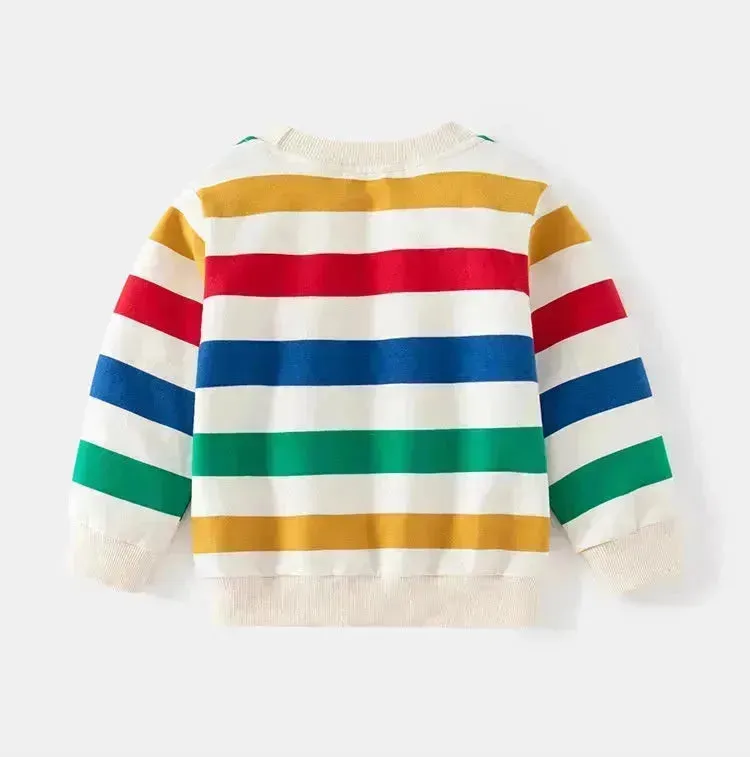 Unisex Colorful Striped Long-sleeved Sweater for Kids Pullover for Kids