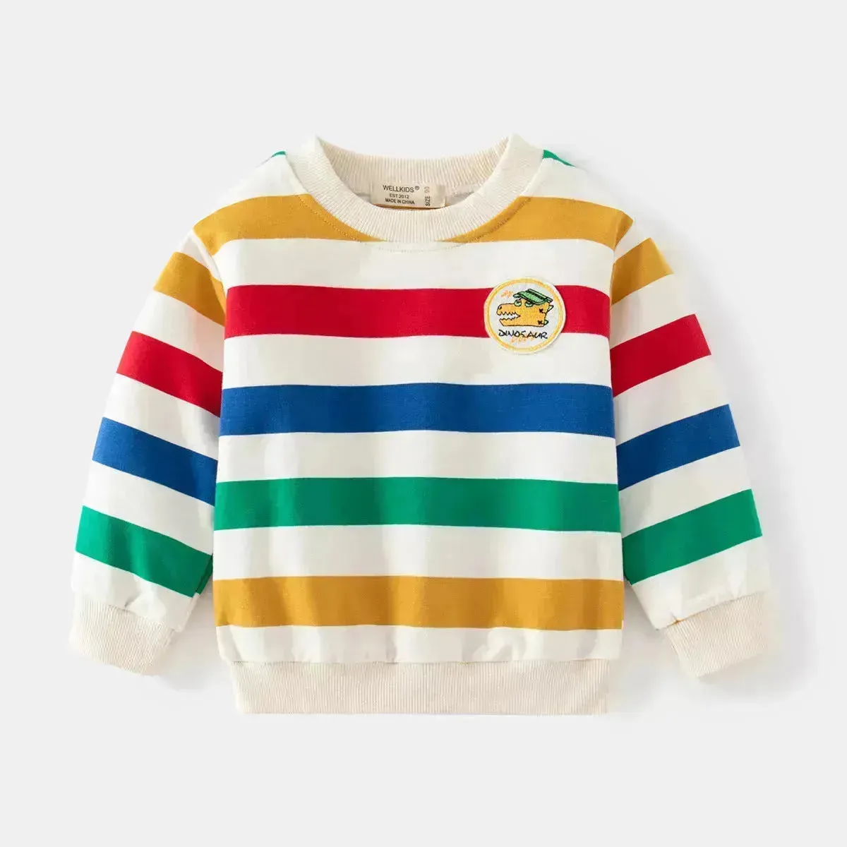 Unisex Colorful Striped Long-sleeved Sweater for Kids Pullover for Kids