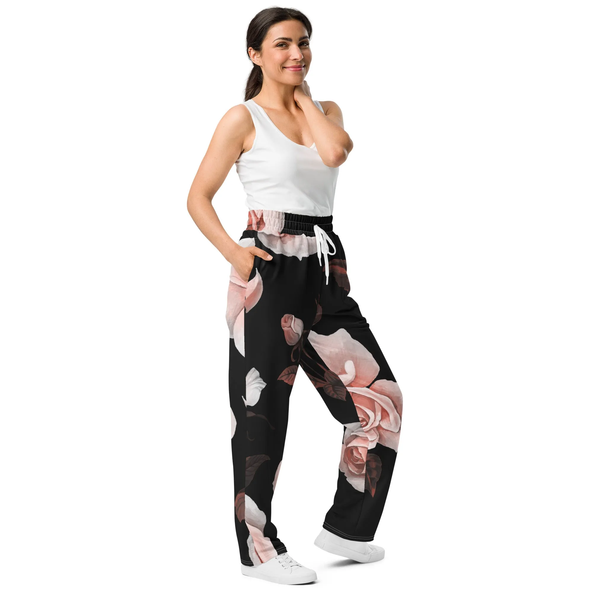 Valentines Day Wide Leg Joggers - Flower (Glamourange Valentine Day Gifts Wide Leg Joggers - Design 007)