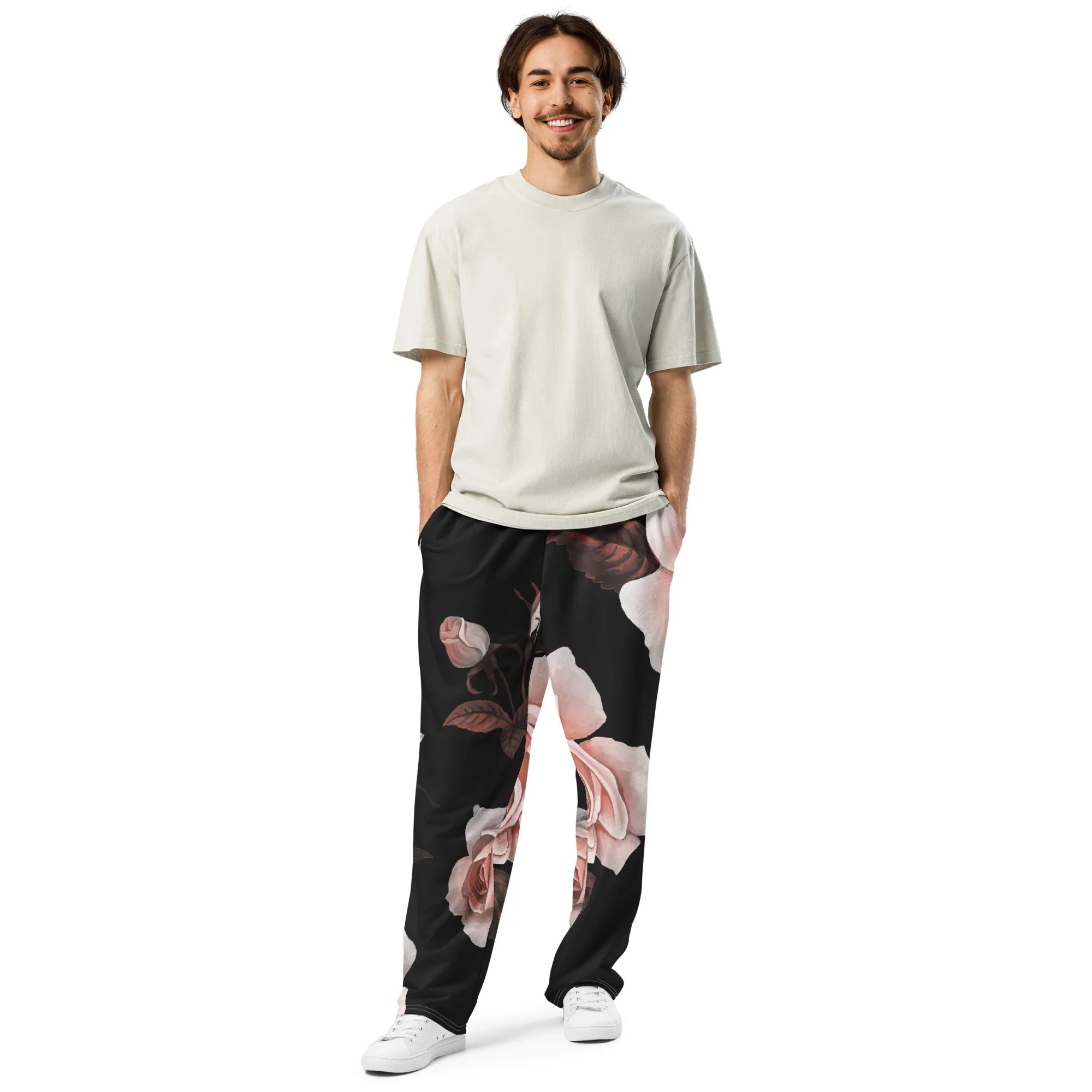 Valentines Day Wide Leg Joggers - Flower (Glamourange Valentine Day Gifts Wide Leg Joggers - Design 007)