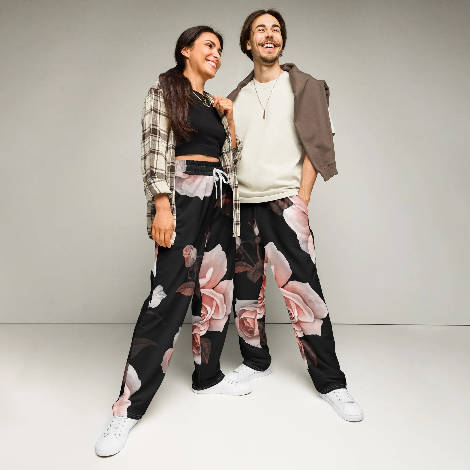 Valentines Day Wide Leg Joggers - Flower (Glamourange Valentine Day Gifts Wide Leg Joggers - Design 007)