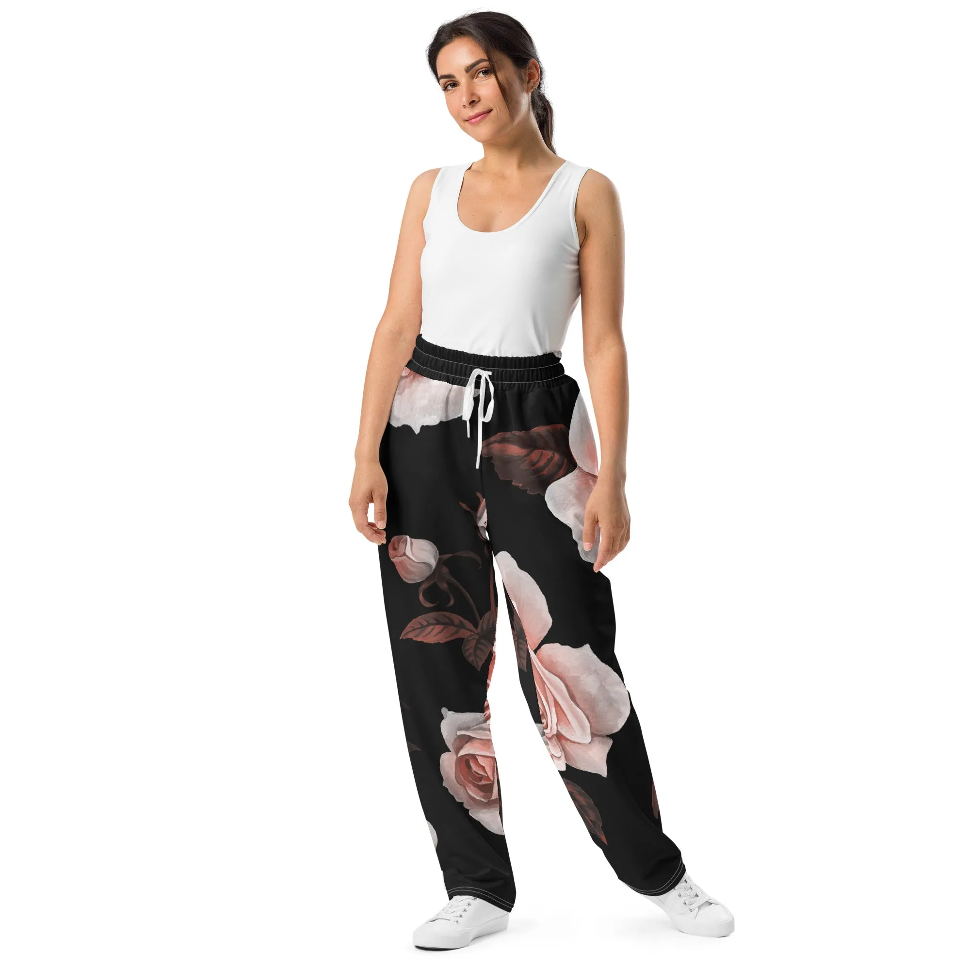 Valentines Day Wide Leg Joggers - Flower (Glamourange Valentine Day Gifts Wide Leg Joggers - Design 007)