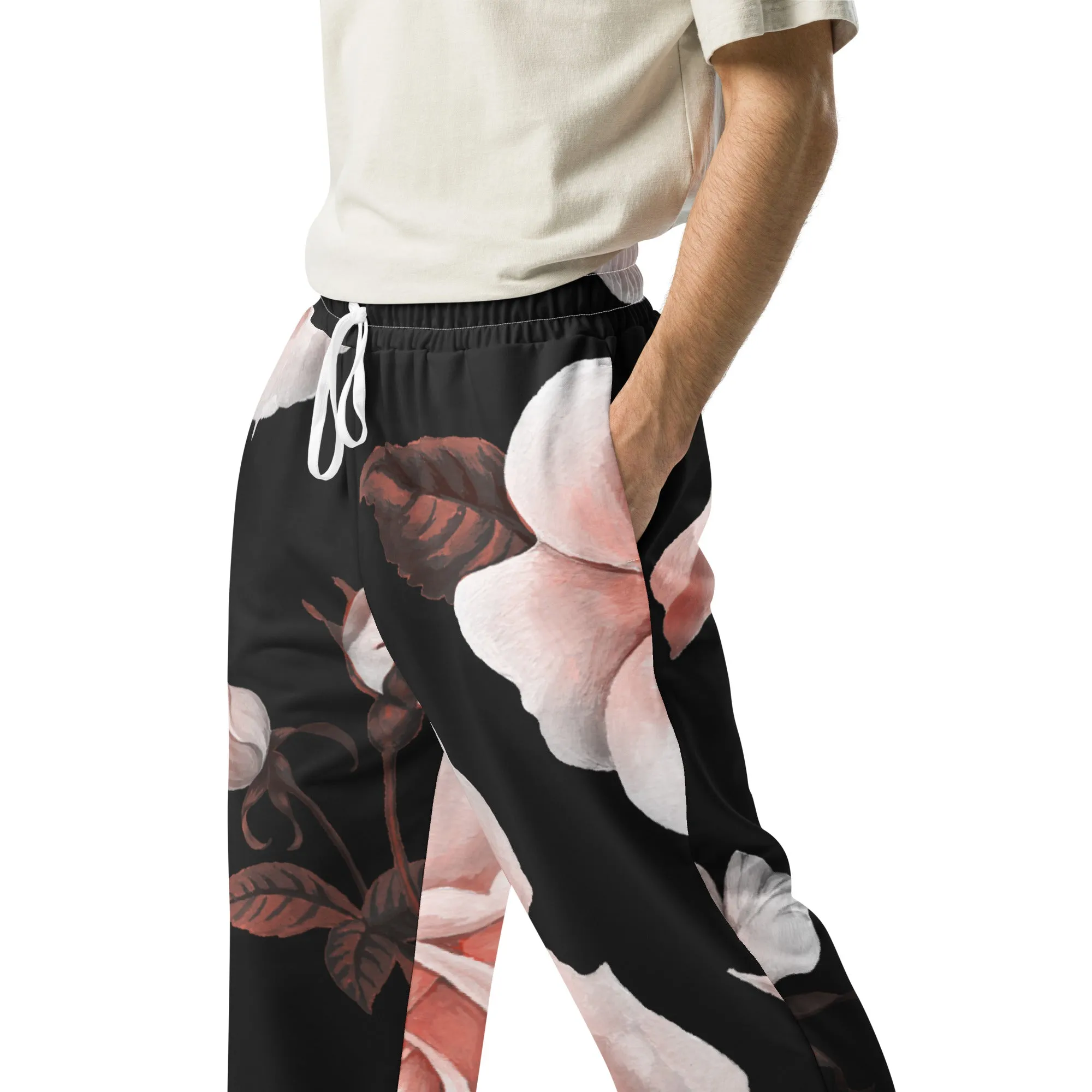 Valentines Day Wide Leg Joggers - Flower (Glamourange Valentine Day Gifts Wide Leg Joggers - Design 007)