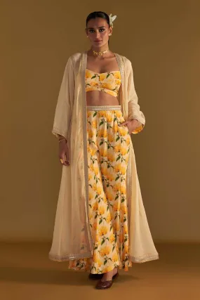 Vanilla Mist Embellished Co-Ord Set With Cape