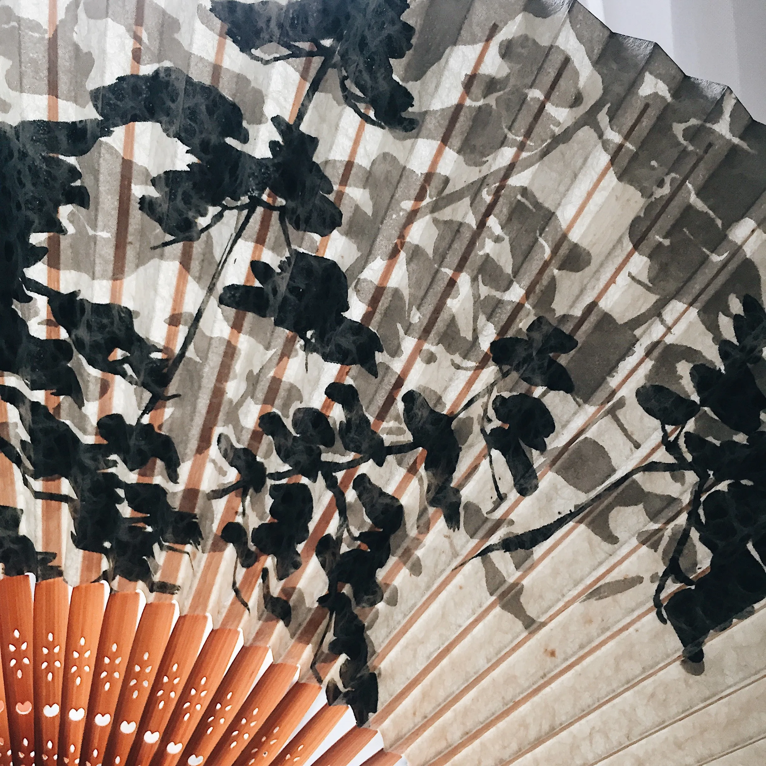 Vintage Japanese Paper Fan - Shadow of the Trees
