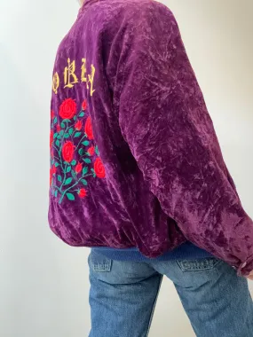 Vintage Velvet Bomber Plum