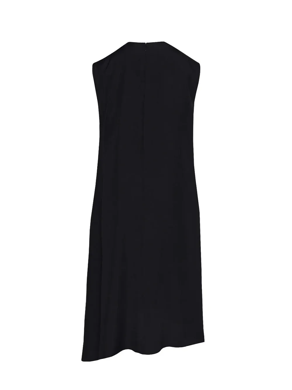 Viscose Tencel Twill Front-Pleated Dress (Black)