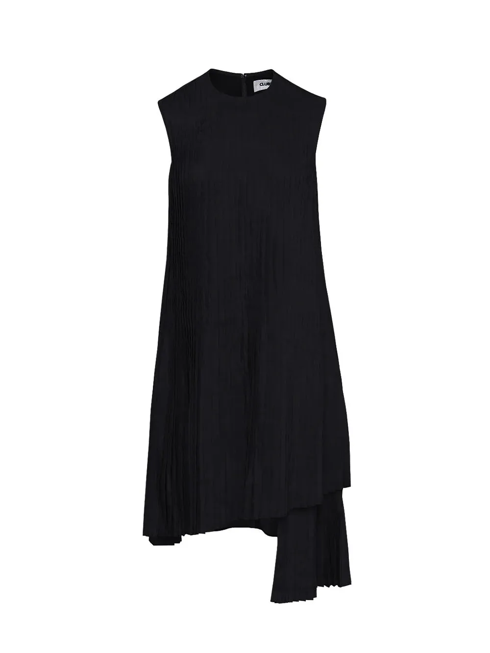 Viscose Tencel Twill Front-Pleated Dress (Black)