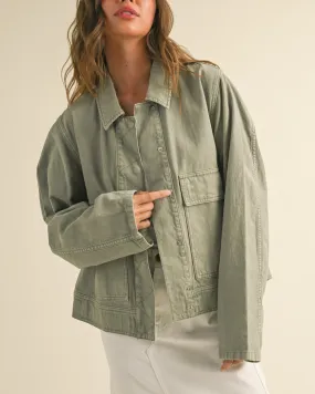 Washed Cotton Jacket - Sage